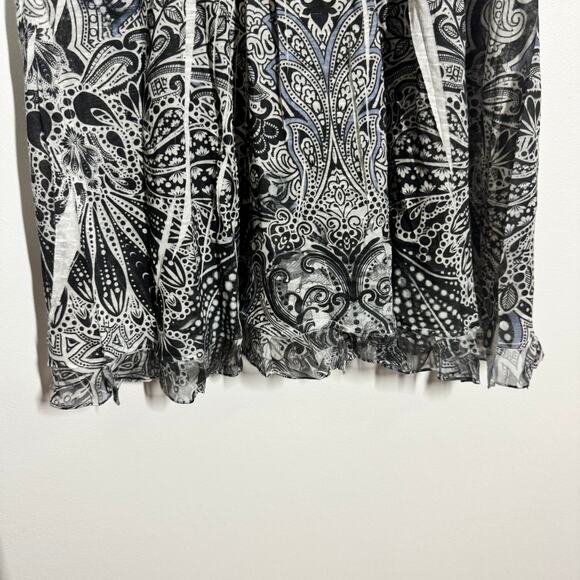 Apt 9 Top Women L Black White Y2K Bedazzled Grunge Emo Boho Sheer Cap Sleeve - Picture 6 of 8